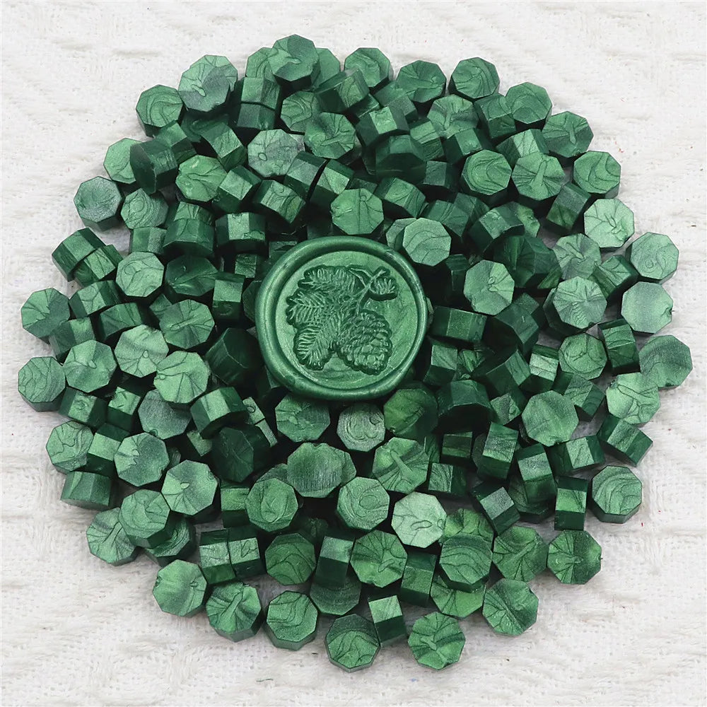 100pcs/bag Octagon Sealing Wax Beads For Seal Stamp, Handmake Embellishment Of Card Envelope, Fire Lacquer Sealing Wax - Pine