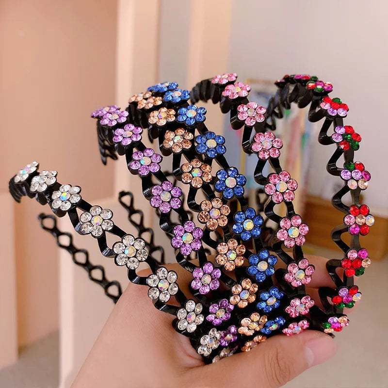 Non-Slip Rhinestone Hairbands Elastic Flower Fashion Pearl Women Hair Hoop Bands Headband Bezel Girls Hair Accessories Headdr
