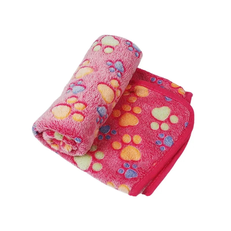 Soft Fluffy Pet Blanket Cute Cartoon Pattern Pet Mat Warm and Comfortable Blanket for Cat Dogs - Pink / M - 76x52cm