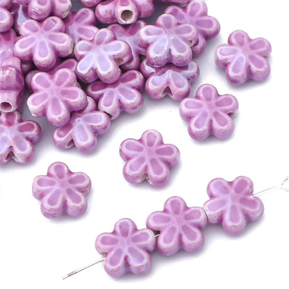 10Pc 12mm Handmade Colorful Flower Shape Ceramic Loose Spacer Beads Charm for Bracelet Necklace Earring DIY Jewerlry Making
