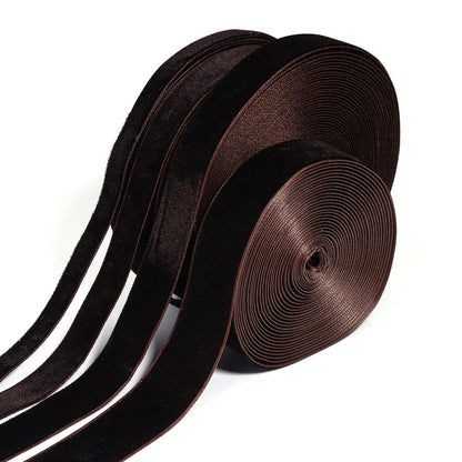 5-10yards/roll Velvet Ribbons Deep Brown Color Single Face Flocking Webbing For DIY Christmas Crafts Party Wrapping Decoratio