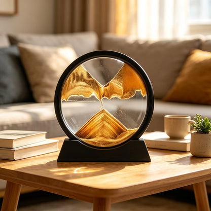 2026 3D Hourglass Quicksand Moving Sand Art Picture Round Glass Deep Sea Sandscape Craft Flowing Painting Home Office Work De