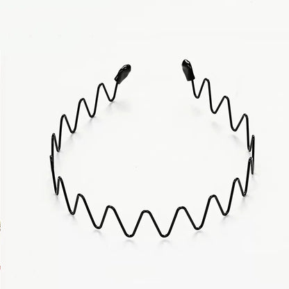 Unisex Black Elastic Non Slip Simple Metal Headbands For Men Women Wavy Hairband Spring Hair Hoop Fashion Hair Accessories - 