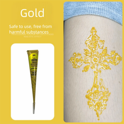 Easy-To-Use Henna Tattoo Cream Semi-permanent Temporary Henna Paste Cone Black Brown Temporary Tattoo Paste Mehndi Design