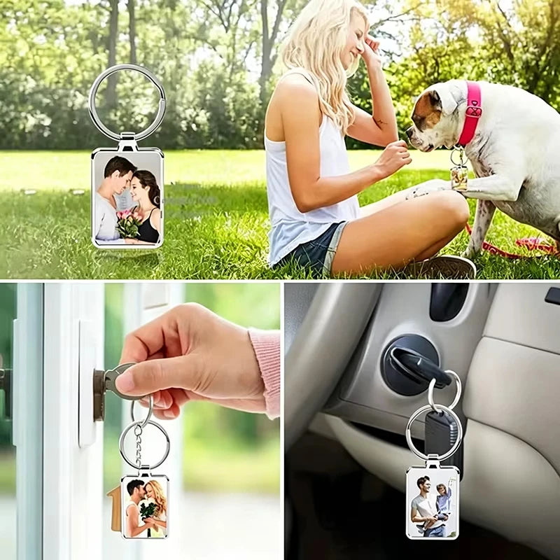 Custom Photo Keychain Personalized Picture Keyring, Custom Memorial Keepsake Souvenir Gift for Birthday Anniversary Daily Mem