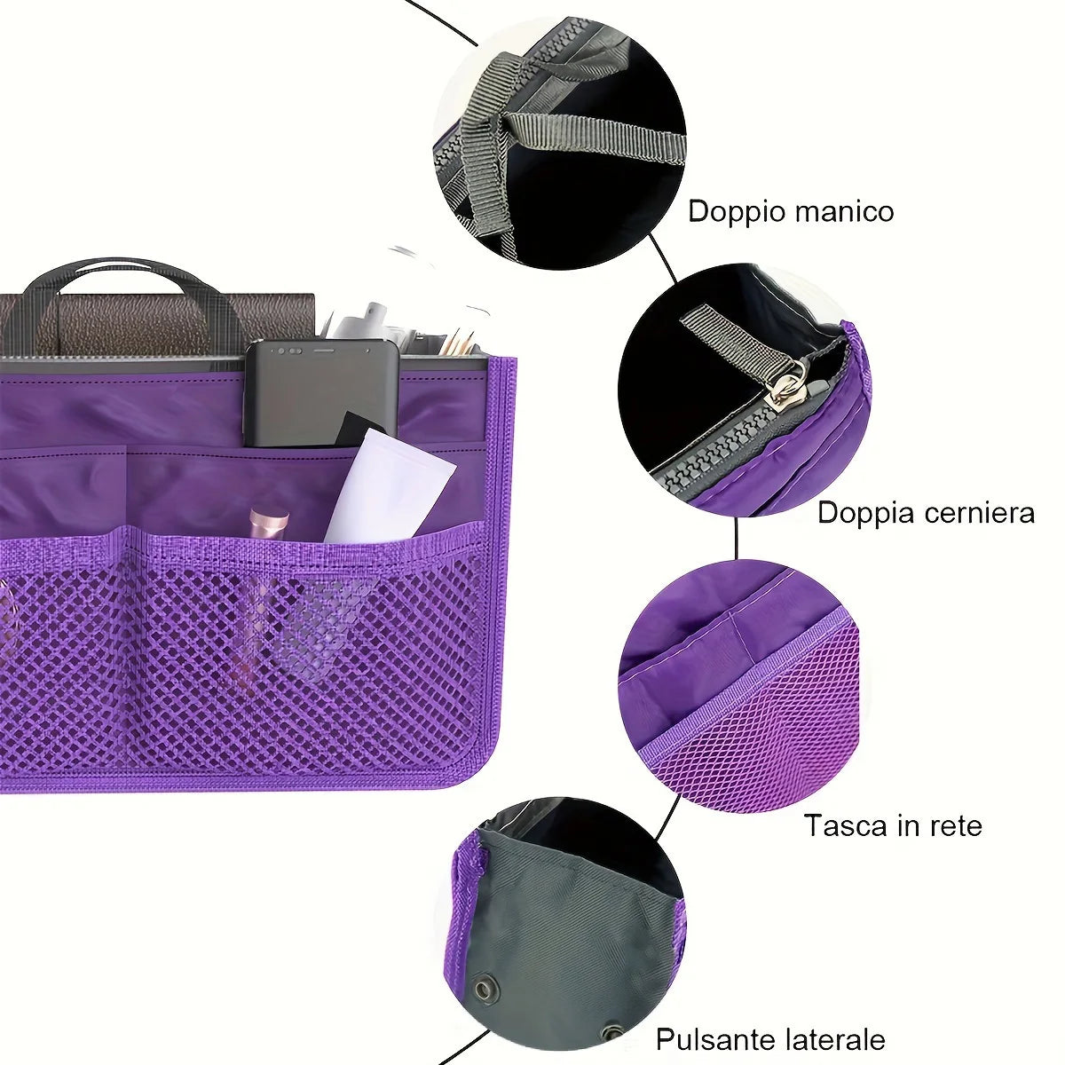 Multifunctional Bi-fold Storage Bag Double Zipper Large Capacity Storage Arrangement Makeup Toiletries Large Classification B