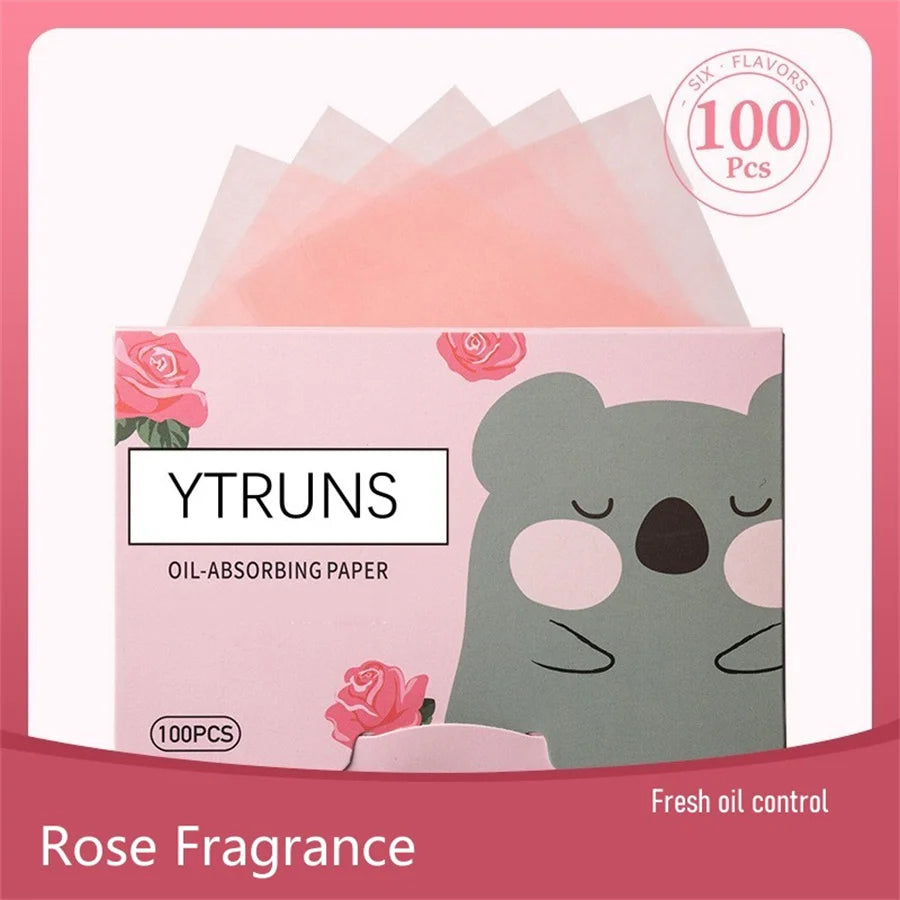 Green Tea/Gardenia/Chamomile/Lavender/Rose/Bamboo Charcoal 100pcs Boxed Fragrance Oil Absorbing Paper for Men and Women Face 