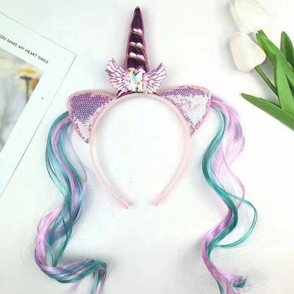 Unicorn Birthday Girl Headband Baby Shower Party Cute Kids Hair Hoop Hairbands Accessories Unicorn Birthday Party Decor Headw