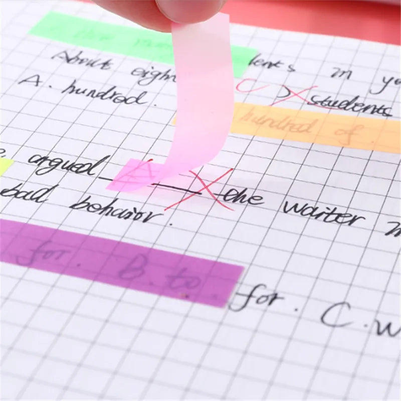200 Sheets Color Index Sticky Notes, Transparent Adhesive for Journaling & Notes, Tabs for Books, School & Office Supplies