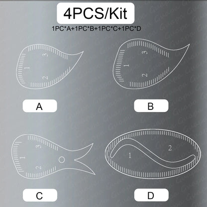 Tear Drop Arch Brow Mapping Tool Kit 1 Minute Brow Shaping Ruler Template Stencils Fast Drawing PMU Eyebrow Hairstroke Eyelin