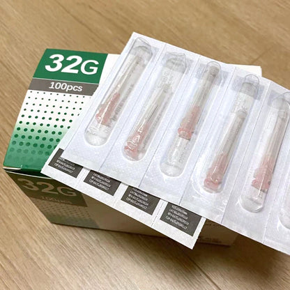 100Pcs 25G 27G 29G 34G 33G 32G 31G 30G Painless Small Superfine Beauty Needle Disposable Injection Piercing Needles 1.5/4/6/1