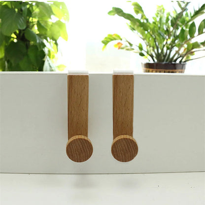 Kitchen Cabinet Hook Towels Clothes Coat Bathroom Accesories Storage Hanger Door Back Hanging Holder Iron Wooden Rack Organiz