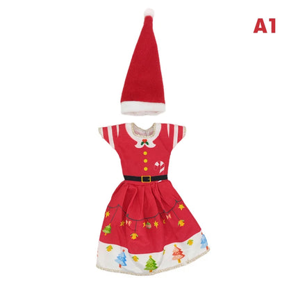 1Set Christmas Elf Doll Snowman Gingerbread Man Clothes Cook Hat Apron Baby Doll Clothes Toy Doll Accessories Kids Doll Toys 