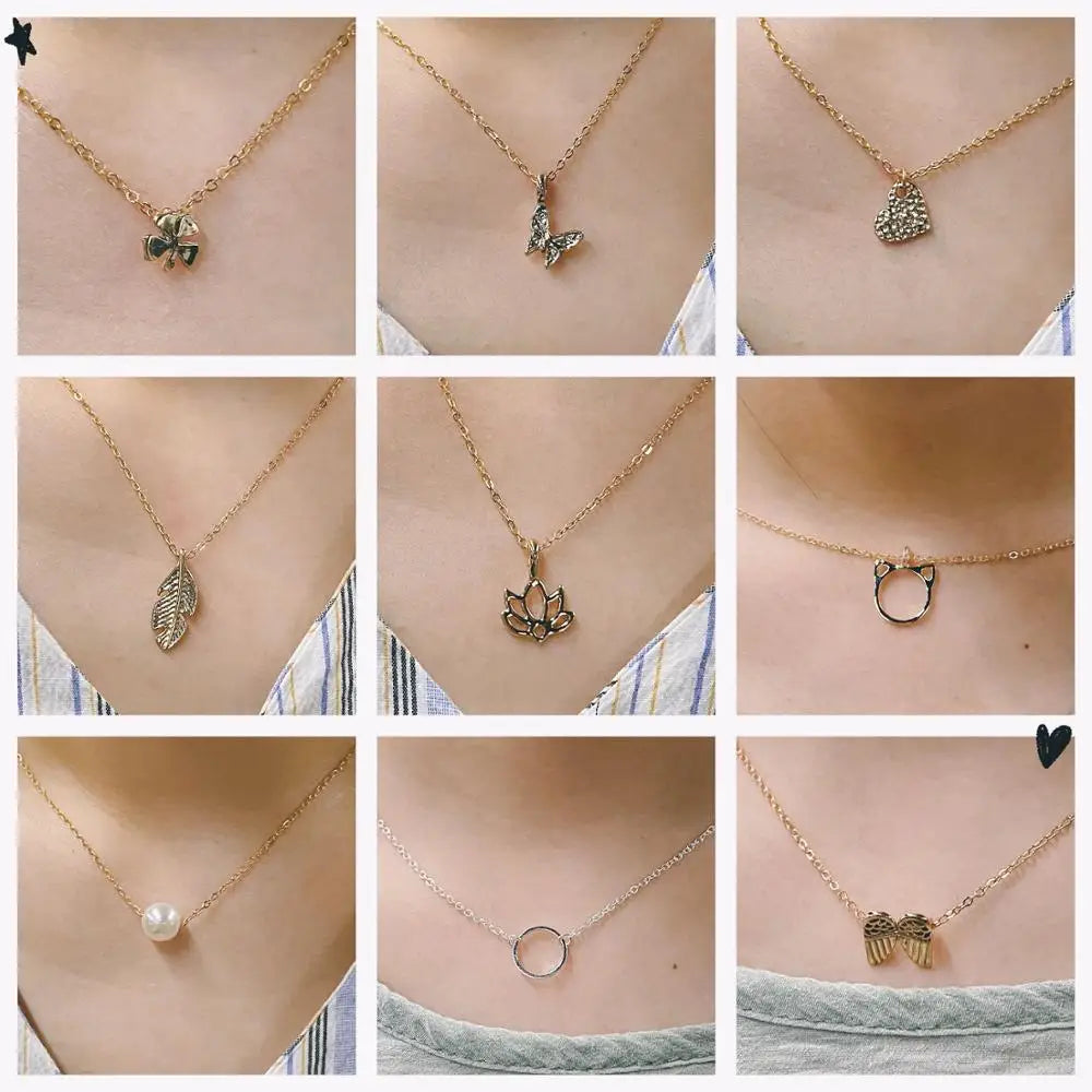 New Trendy Fashion Silver Gold Color Alloy Heavenly Angel Wings Pendant Necklaces for Women Girl Fashion Jewelry