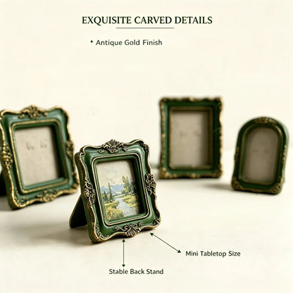 Vintage Mini Picture Frame Baroque Table Wall Hanging Decor Resin Relief Photo Frame European Art Jewelry Decoration Photo Pr
