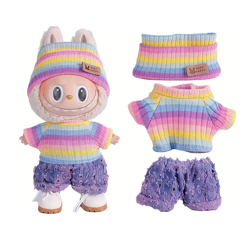 For Labubu accessories Sitting Party Series Classic Dress Grid For Labubu outfit Kid Gift Labubu clothing labubu clothes - no