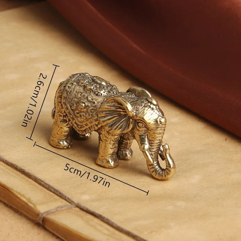 Antique Bronze Minature Elephant Figurines Tea Pet Table Ornament Decorations Solid Copper Animal Crafts Home Decor Living Ro