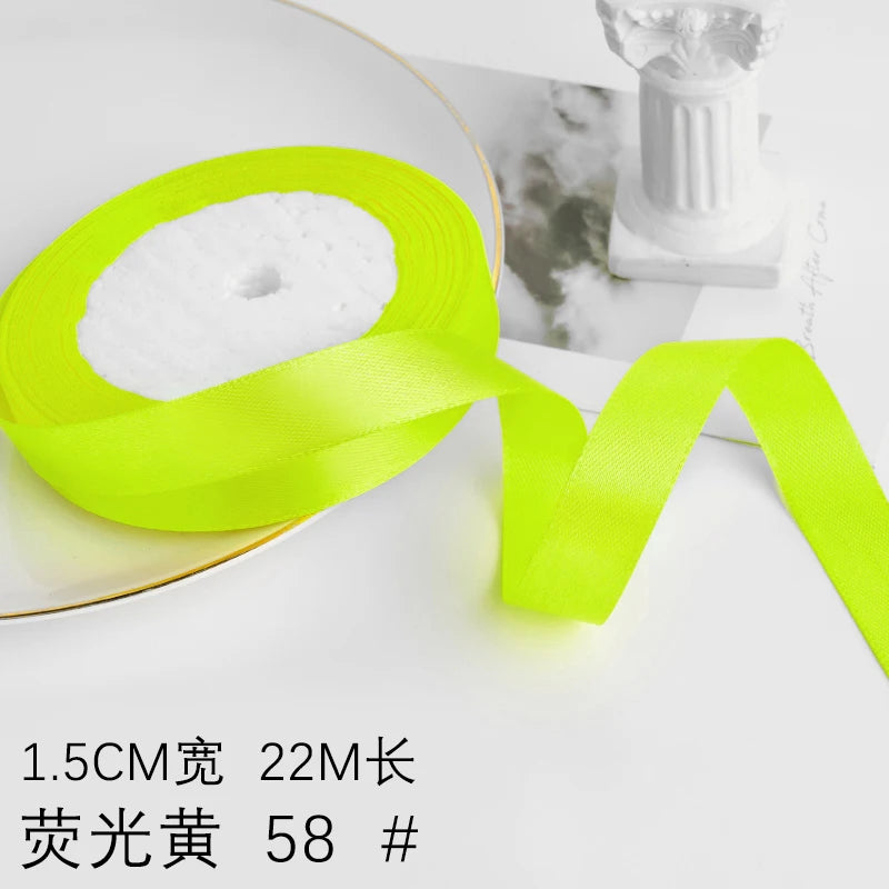 Wusmart 22Meters/Roll 1.5cm Single Face Satin Ribbon DIY Handmade Crafts Fabric Christmas Wedding Decoration Silk Ribbons - N