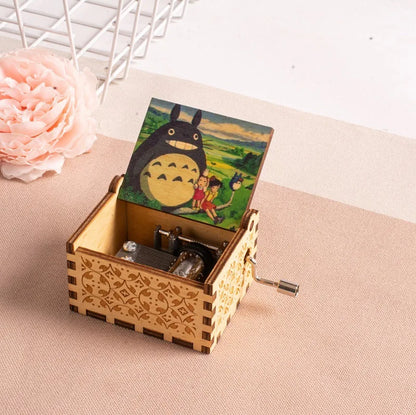 2025 HOT NEW GOOD toy Wooden painted music box, Totoro music gift, ornament, light luxury wooden hand cranked music box