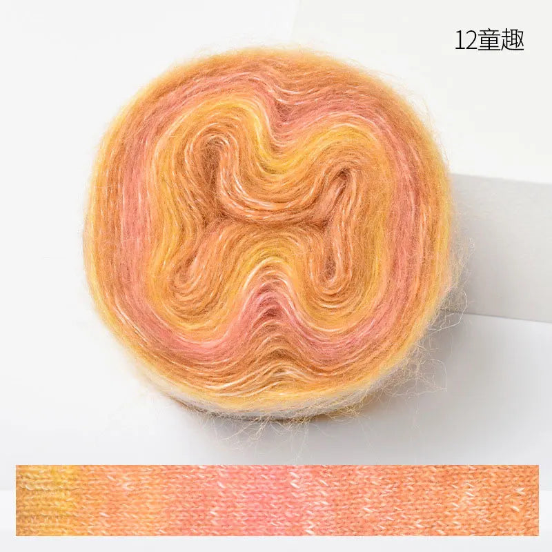 Crochet Yarn, 250M Gradient Colorful Mohair, Soft Velvet Cotton Blend, DIY Knitting Supplies, Hand Knitting Thread, Crochetin