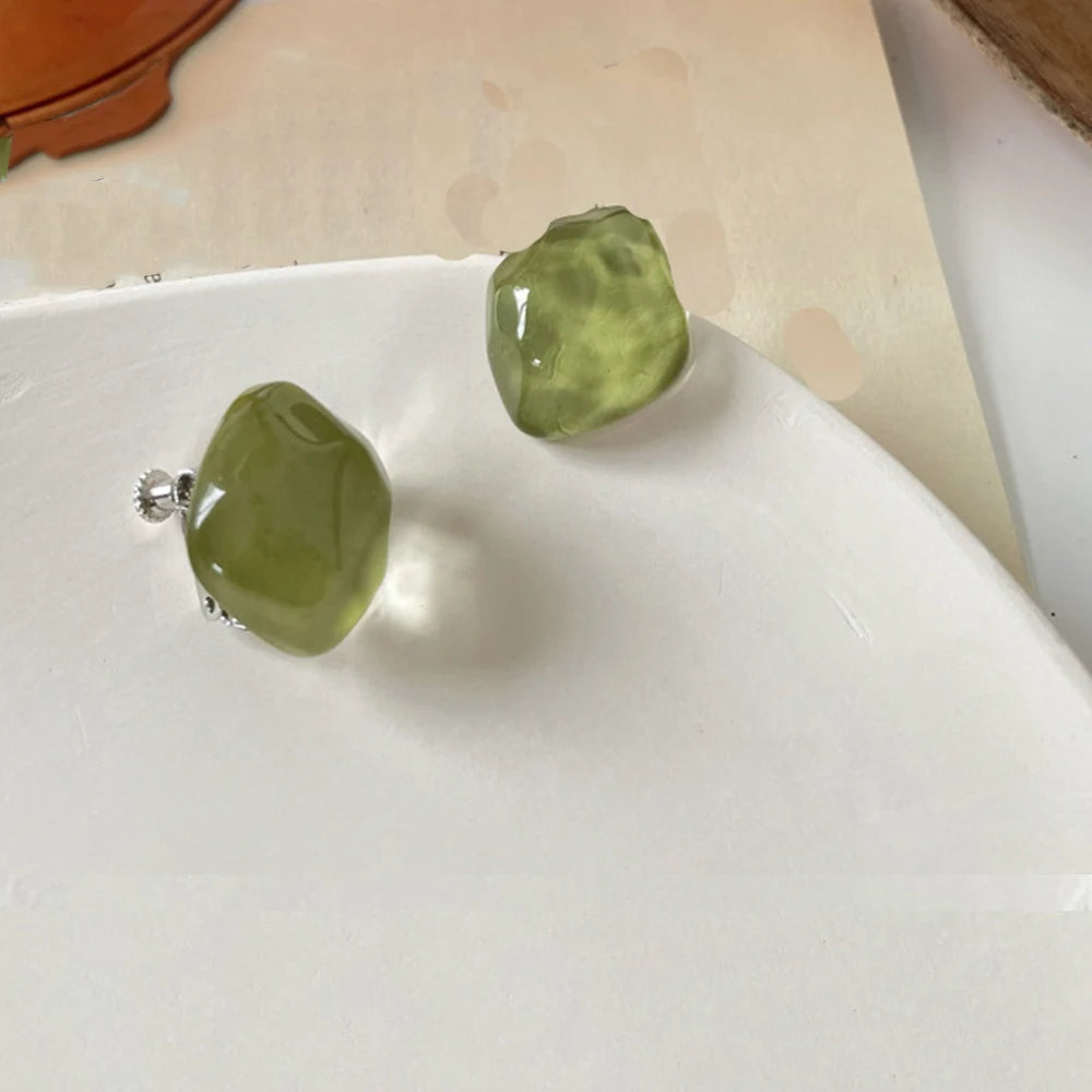 Non Pierced Irregular Geometric Ear Clip Earrings Candy Color Resin Jewelry Fashion Earcuffs For Women Pendientes Mujer - col