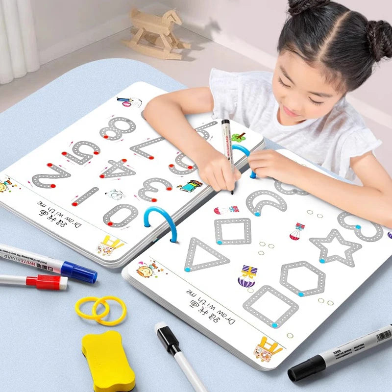 32-Page Reusable Magic Practice Notebook Set | Whole Brain Development, Writing Training, and Art Education Handbook | Learn 