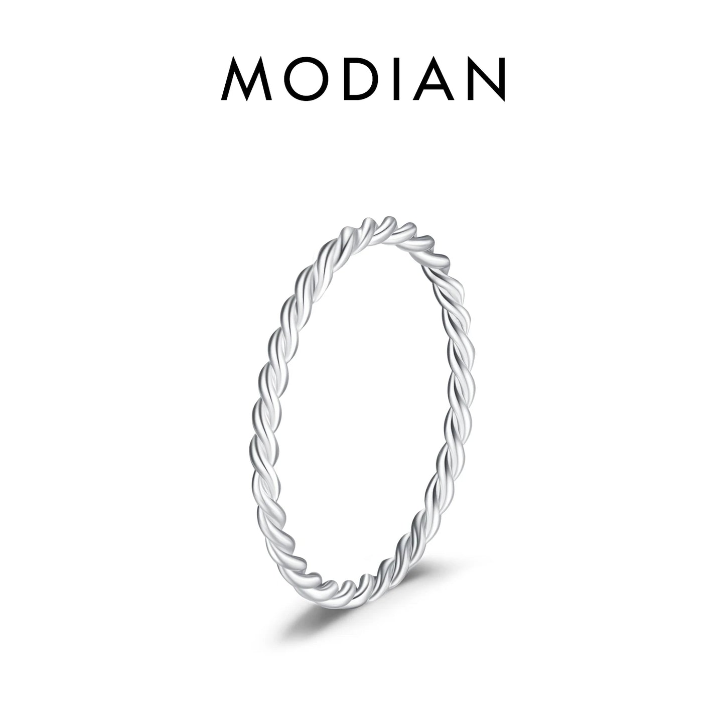 MODIAN 925 Sterling Silver Simple Fashion Stackable Ring Classic Wave Geometric Exquisite Finger Rings For Women Party Jewelr