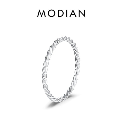MODIAN 925 Sterling Silver Simple Fashion Stackable Ring Classic Wave Geometric Exquisite Finger Rings For Women Party Jewelr