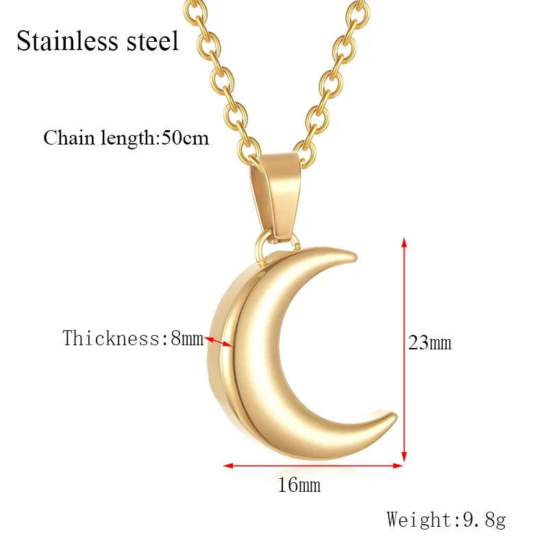 Cremation Jewelry for Ashes Moon Urn Necklace Stainless Steel Memorial Lockets Keepsakes Jewelry for Ashes Pendant - Fill Kit