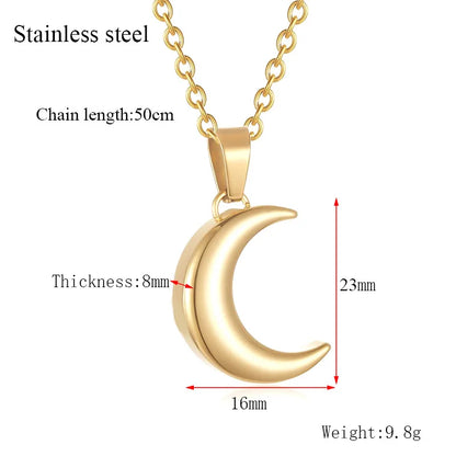 Cremation Jewelry for Ashes Moon Urn Necklace Stainless Steel Memorial Lockets Keepsakes Jewelry for Ashes Pendant - Fill Kit