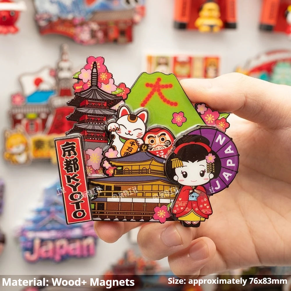 Japanese Travel Souvenir Fridge Magnet City Tourist Attraction Home Decor Basswood Resin Stickers Creative Gifts from Japan -