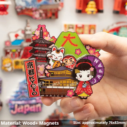 Japanese Travel Souvenir Fridge Magnet City Tourist Attraction Home Decor Basswood Resin Stickers Creative Gifts from Japan -