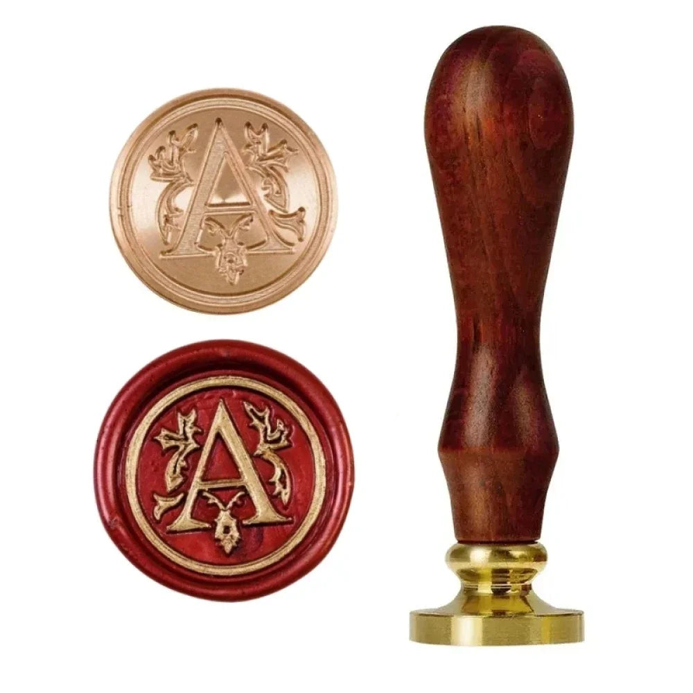1set 26 Letter A-Z Wax Seal Stamp with wooden handle, Wax Seal Paint Copper Head for Envelope Gift Invitation Card Sticker - 