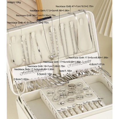 54 Pcs/Set Vintage Elegant Pearl Earrings Ring Heart Pendant Necklace Bracelet For Women Boho Daily Wear Jewelry Set Gifts 20