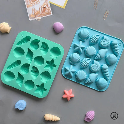 Chocolate Silicone Mold Shell Marine Animal Shape Candy Pudding Cake Decoration Mold 3D 16-Cavity