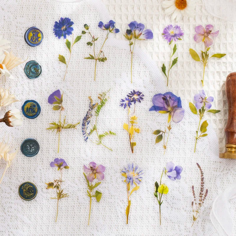 40 pcs/pack Vintage Dried flower Leaf specimen Stickers aesthetic Creativity Decor Junk Journal Scrapbooking Material Supplie