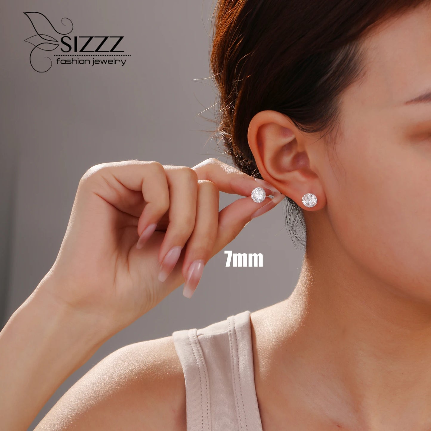 Crystal Zircon Real 925 Sterling Silver Earrings Channel Cubic Zirconia Silver Stud Earrings for Women Sterling Silver Jewelr
