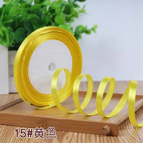 25Yards 6mm Silk Satin Ribbons for Crafts Bow Handmade Gift Wrap Partys Christmas Wedding Decorative Artificial Accessories -