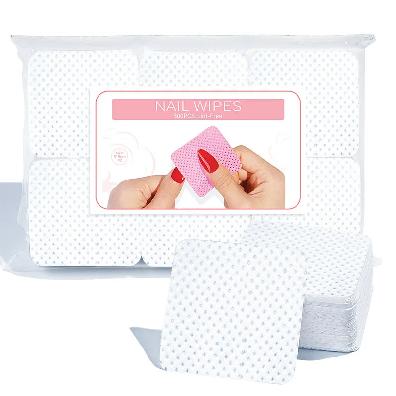 300pcs/Pack Lint-free Nail Polish Remover Napkin Colorful Cotton Wipes Paper Pads UV Gel Dust Cleaner Cleaning For Manicure T