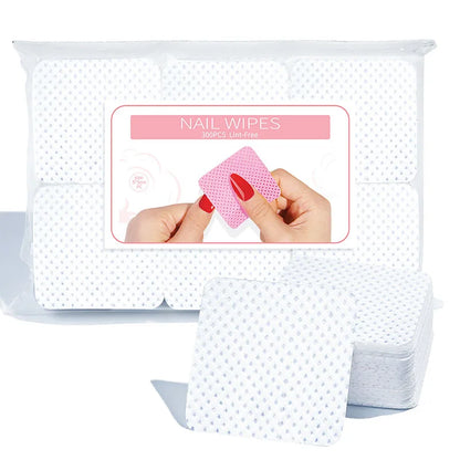 300pcs/Pack Lint-free Nail Polish Remover Napkin Colorful Cotton Wipes Paper Pads UV Gel Dust Cleaner Cleaning For Manicure T