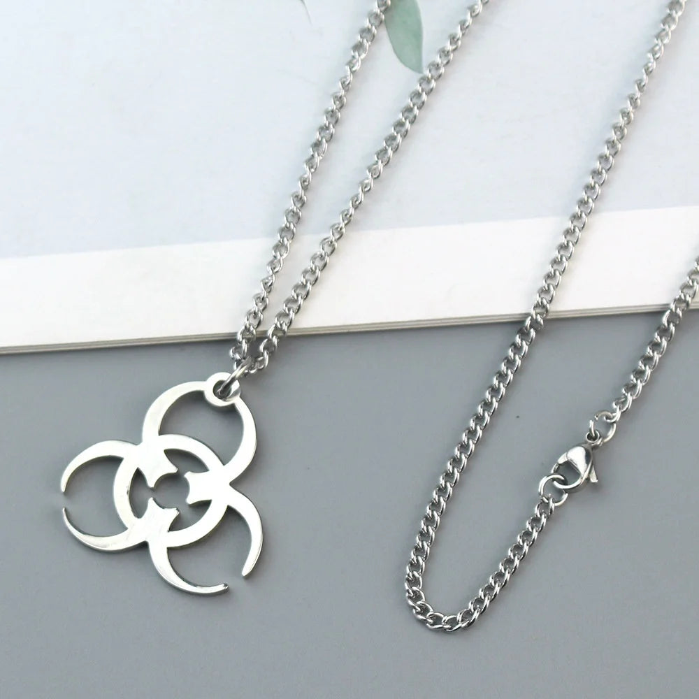 Necklace Trendy Men And Women INS Street Punk Hip-Hop JewelryNew Stainless Steel Biochemical Logo Pendant
