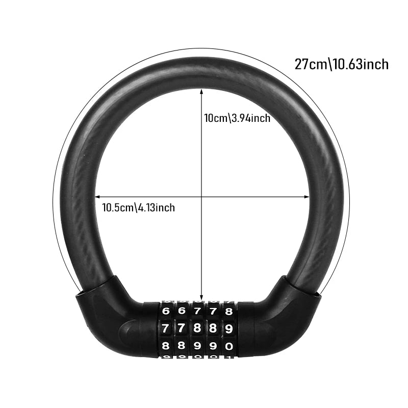 5-Digit Combination Bike Lock - Heavy-Duty Universal Bicycle Lock for Mountain Bike/Scooter/&Motorcycles - Anti-Theft Protect