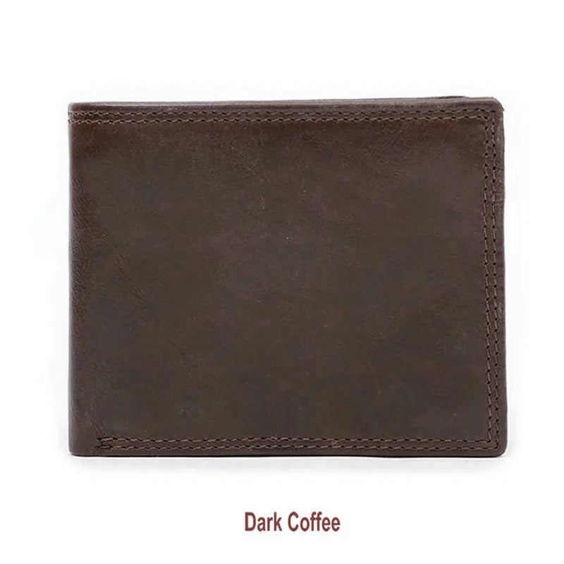 GENODERN Cow Leather Men Wallets with Coin Pocket Vintage Male Purse RFID Blocking Genuine Leather Men Wallet with Card Holde