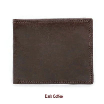 GENODERN Cow Leather Men Wallets with Coin Pocket Vintage Male Purse RFID Blocking Genuine Leather Men Wallet with Card Holde