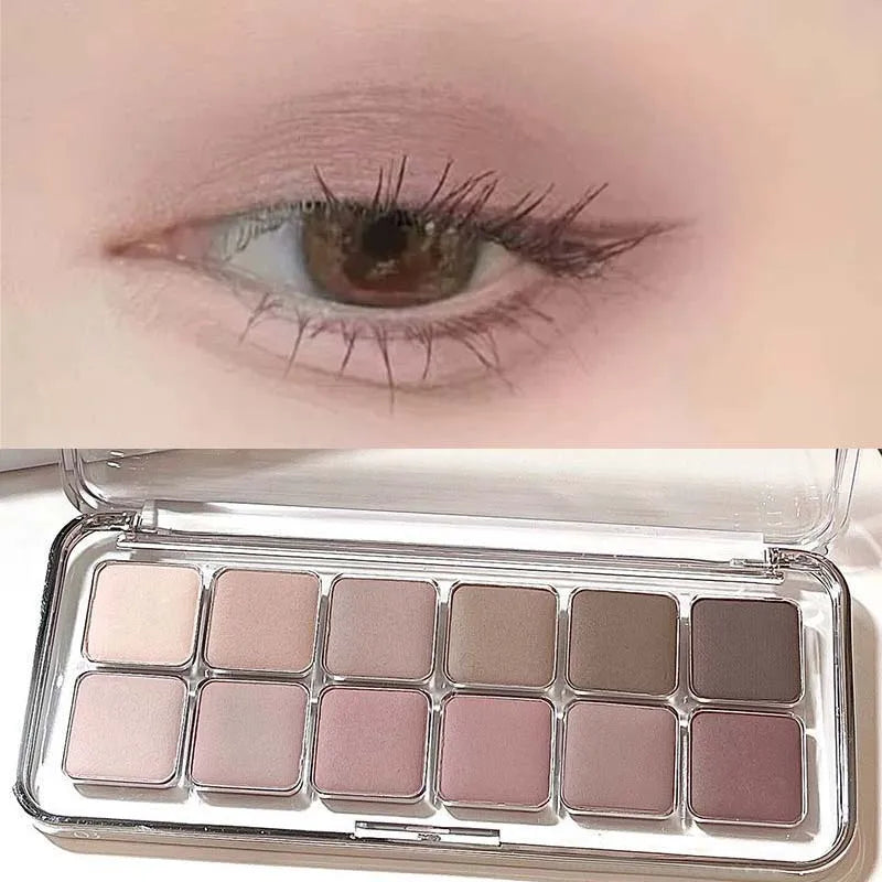 Sexy Rose Wine Red Brown Glitter Eyeshadow Saturation Soft Matte Grey Pink 12 Color Eye Shadow Makeup Palette Eye Contour Mak