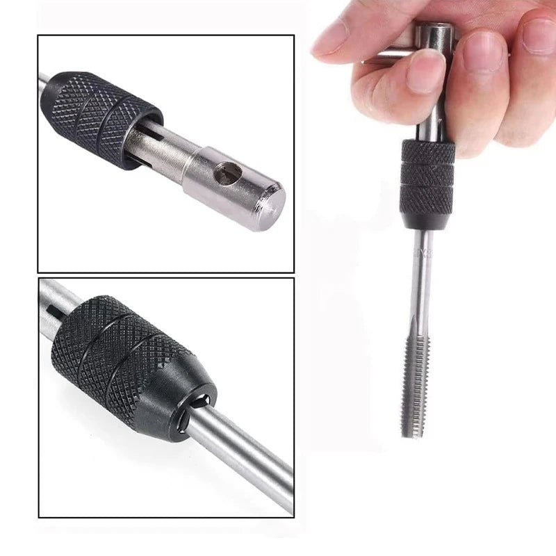 T-Handle Wrench M3 M4 M5 M6 M8 Hand Tap Reamer Thread Tapping Tool Set Adjustable Machine Screw Thread Tapping Drill Bit