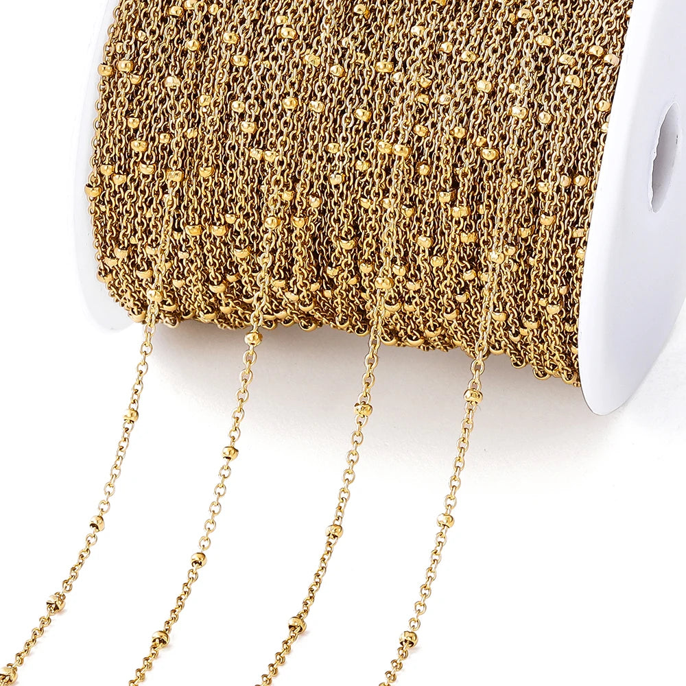 2Meters/Lot Stainless Steel Chains Gold Color Chain for Jewelry Making DIY Necklace Bracelet Accessories Lips Beads Beaded Ch