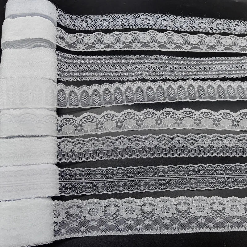 10 Yards 38 Kinds of White Lace Ribbon African Lace Fabric DIY Webbing Decoration Gifts Packing Sewing Clothes Material Craft
