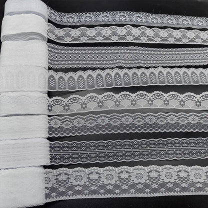 10 Yards 38 Kinds of White Lace Ribbon African Lace Fabric DIY Webbing Decoration Gifts Packing Sewing Clothes Material Craft