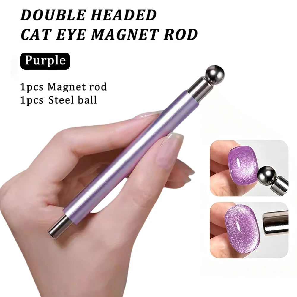 1/2Pcs Nail Cat Eye Magnetic Ball With Nail Magnetic Stick Tool Set Double-head Strong Magnet Pen 3D Cat Eye Gel Nail Supplie